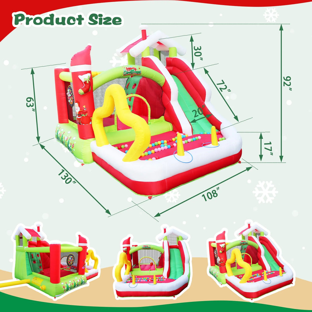 7 in 1 Inflatable Bounce House with Ball Pit Pool, Climbing Wall, Slide and Blower Z4471