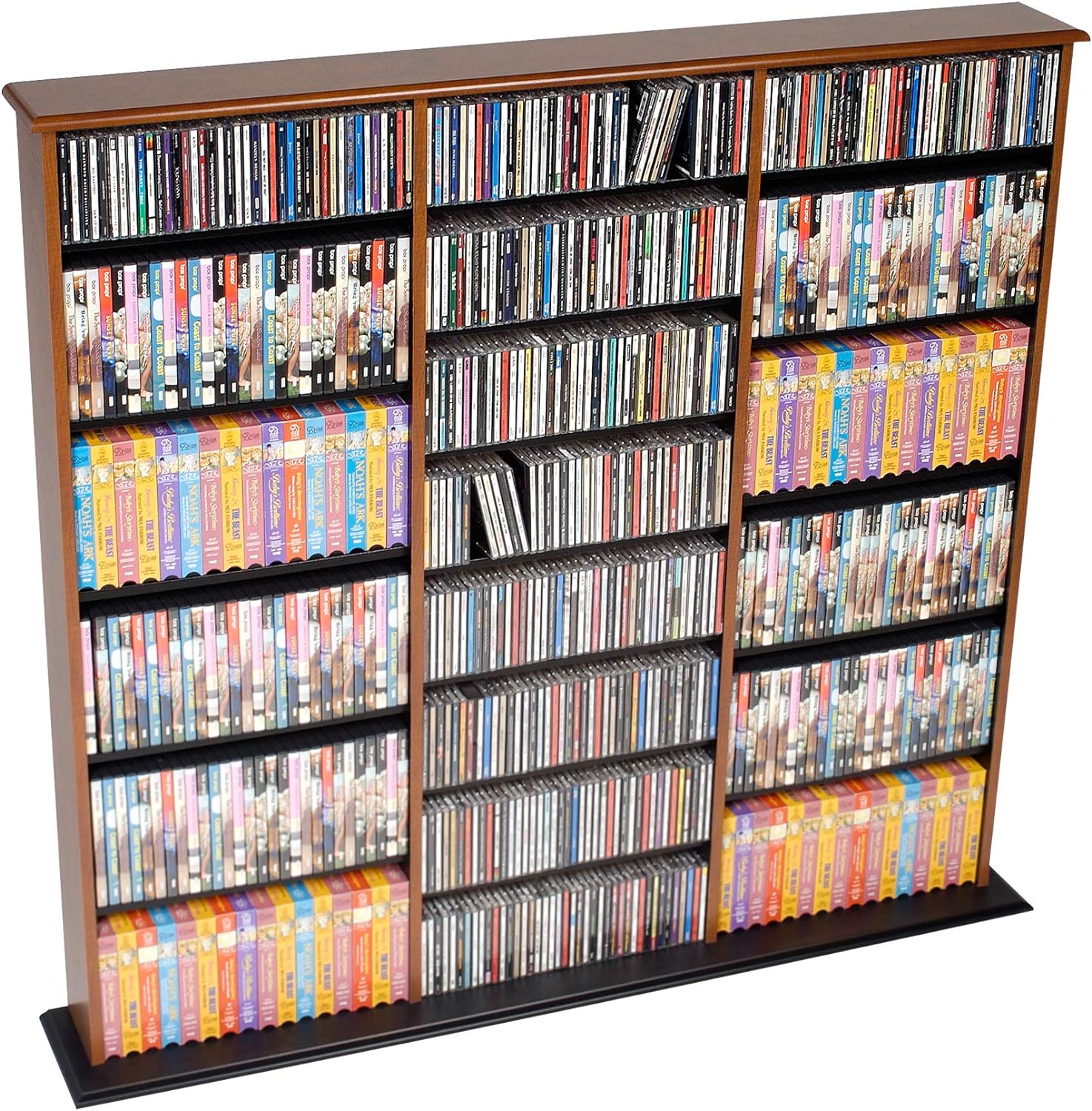 Triple Width Wall Storage Cabinet, Cherry and Black V4780