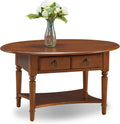 Coastal Oval Coffee Table with Shelf, Pecan F648
