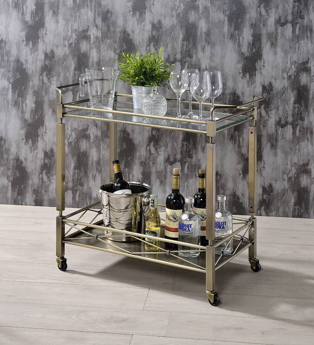 Antique Brass Metal Serving Cart V11628