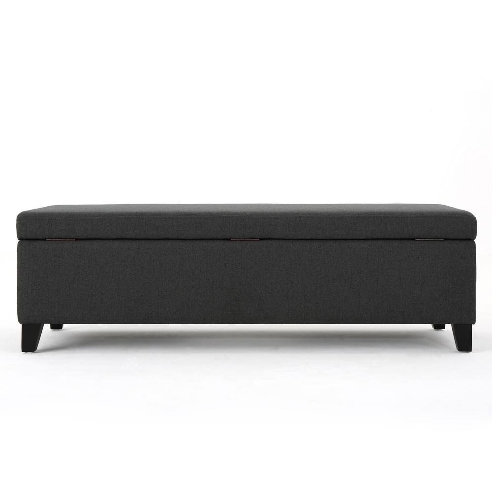 Dark Gray and Dark Brown Storage Ottoman R9229