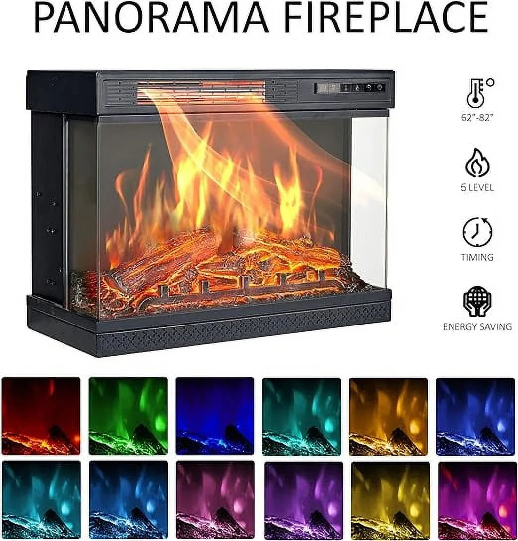 Fireplace TV Stand with Electric Fireplace, Wash Gray F464