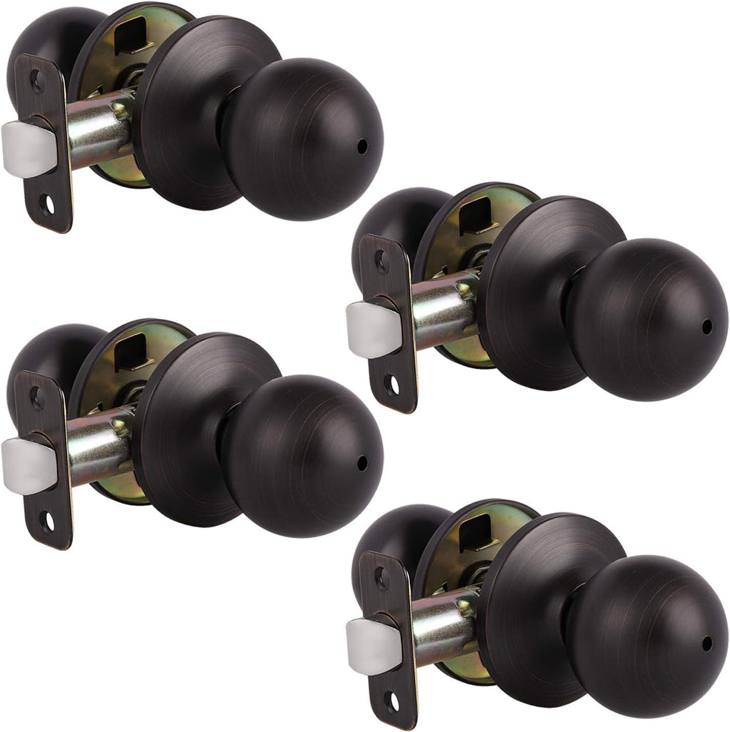 6 Pack Brushed Stainless Privacy Door Knobs with Lock F103