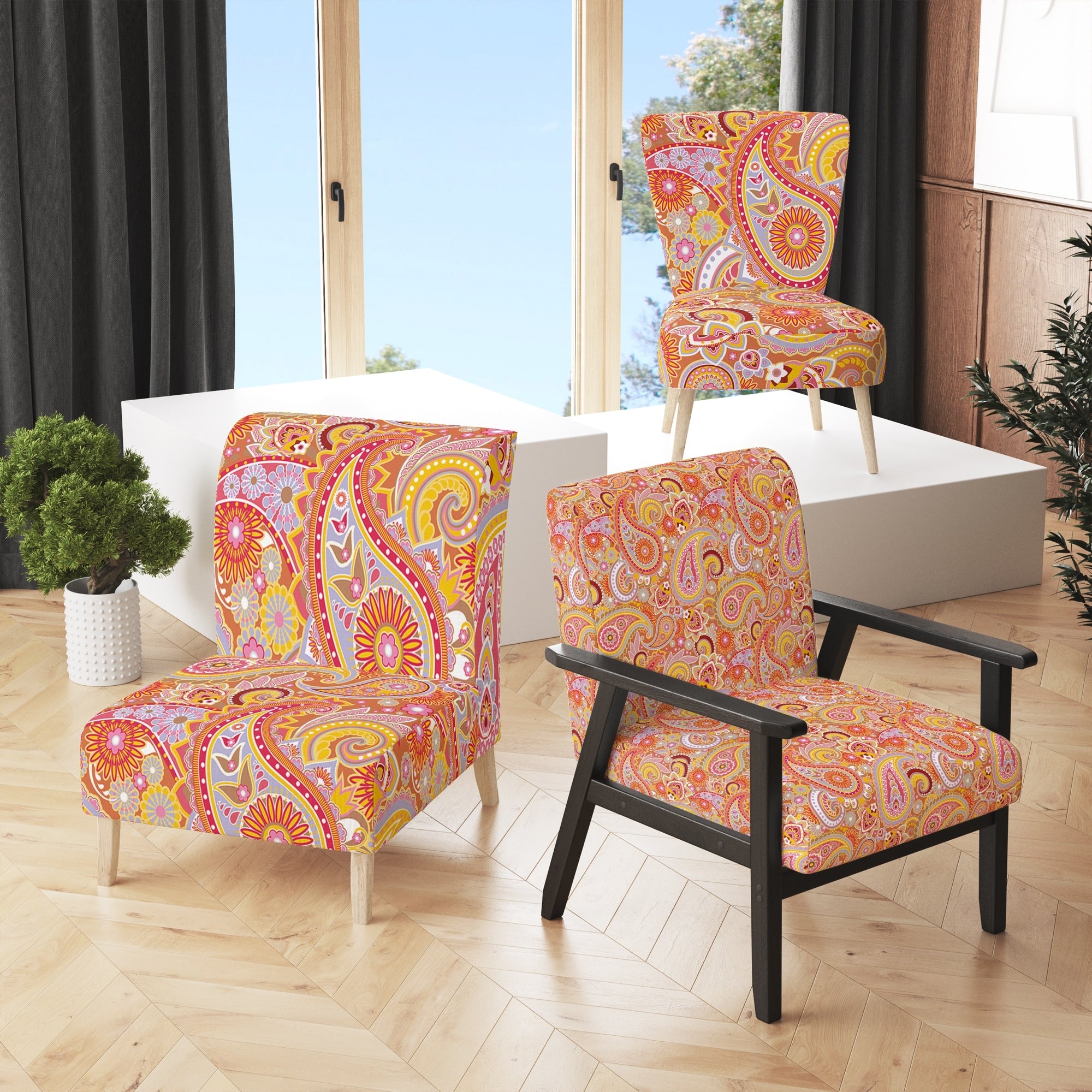 Upholstered Mid-Century Accent Chair W921