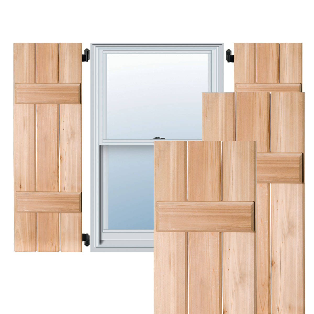 12 in. x 57 in. Unfinished Western Red Cedar Board and Batten Shutters Pair U4189