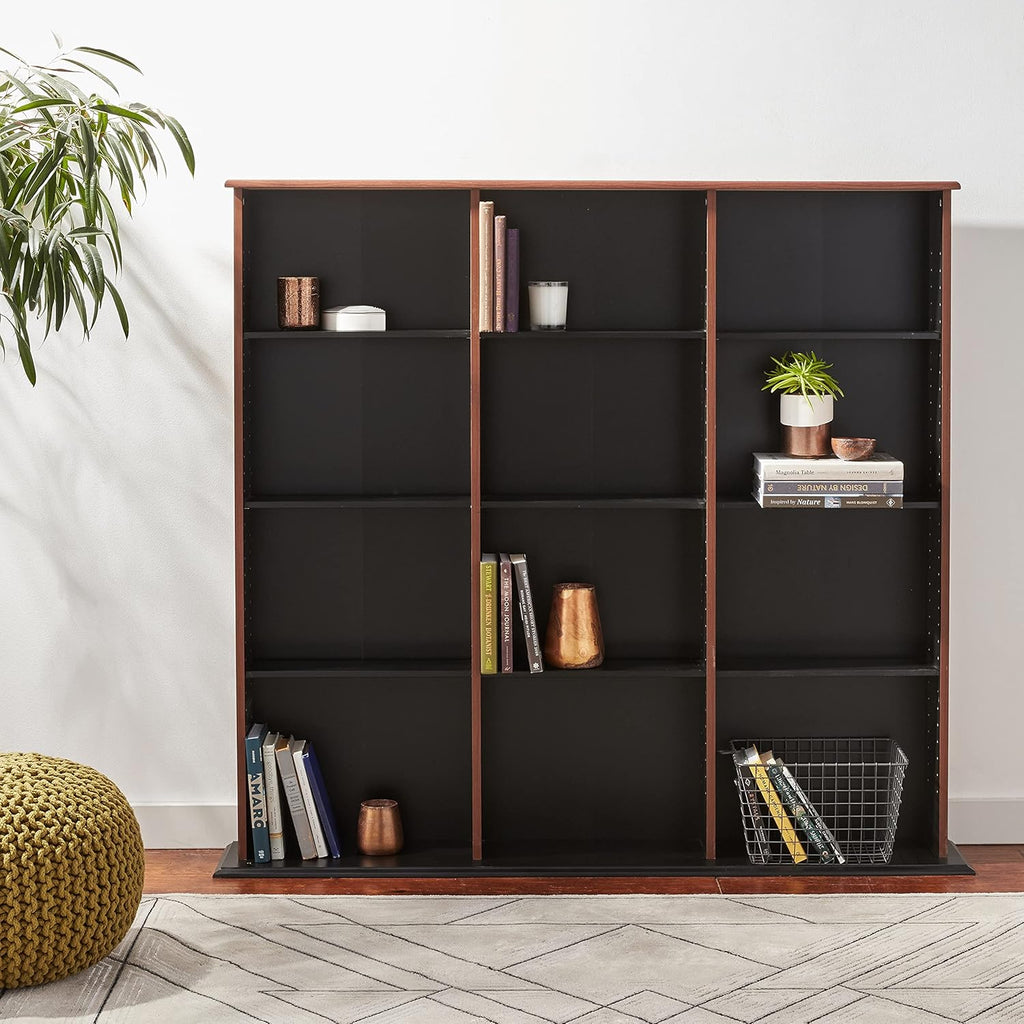 Triple Width Wall Storage Cabinet, Cherry and Black V4780