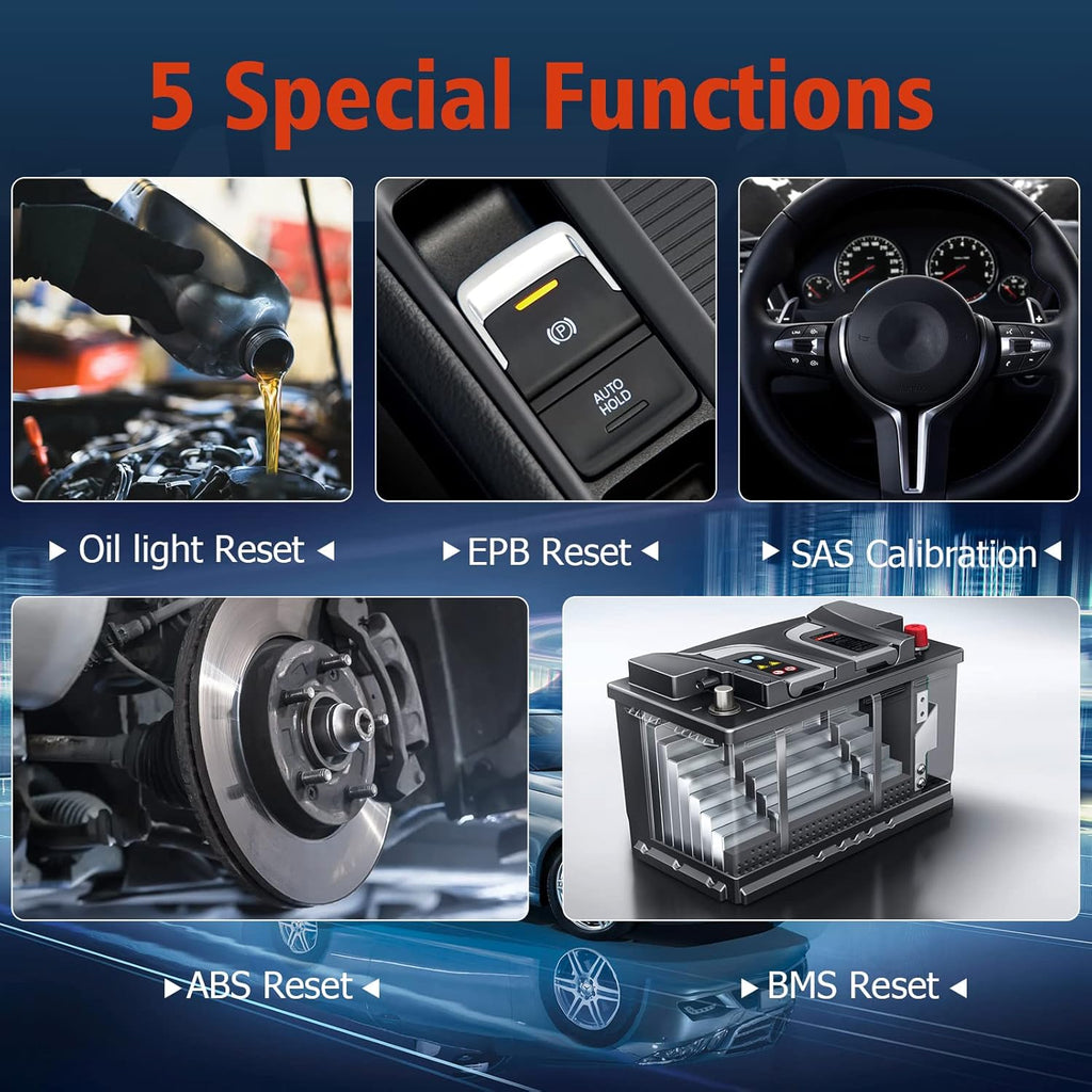 OBDII Scanner Diagnostic Scan Tool with Oil EPB SAS ABS BMS Reset S4143