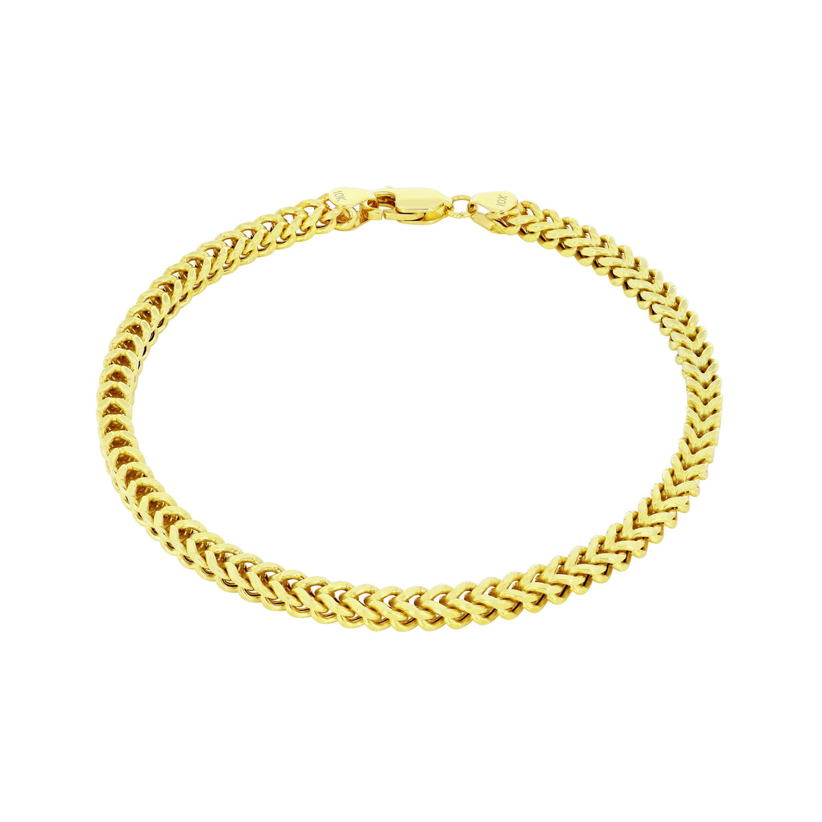 10k Yellow Gold 4mm Franco Chain Bracelet 7" - 9" M243