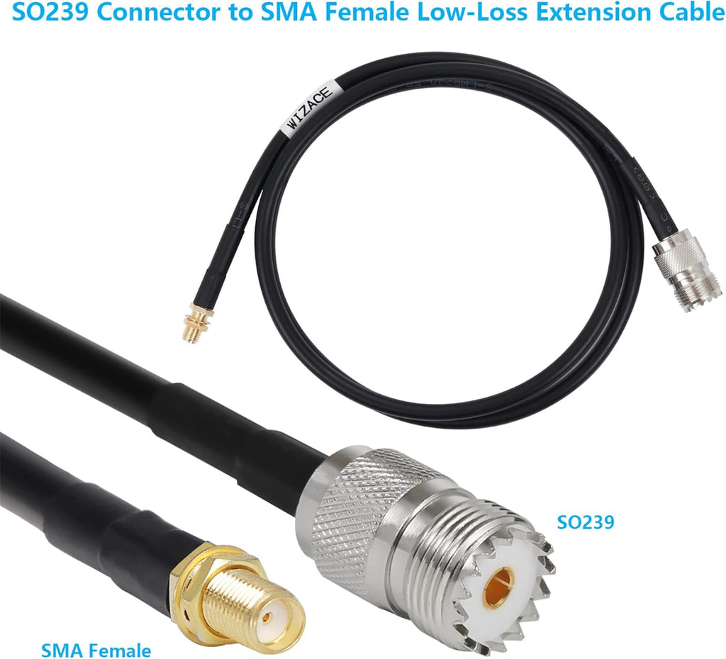 36 ft SMA Female to SO239 Extension Cable, Pure Copper Low-Loss Coaxial Cable, 50 Ohm R520083
