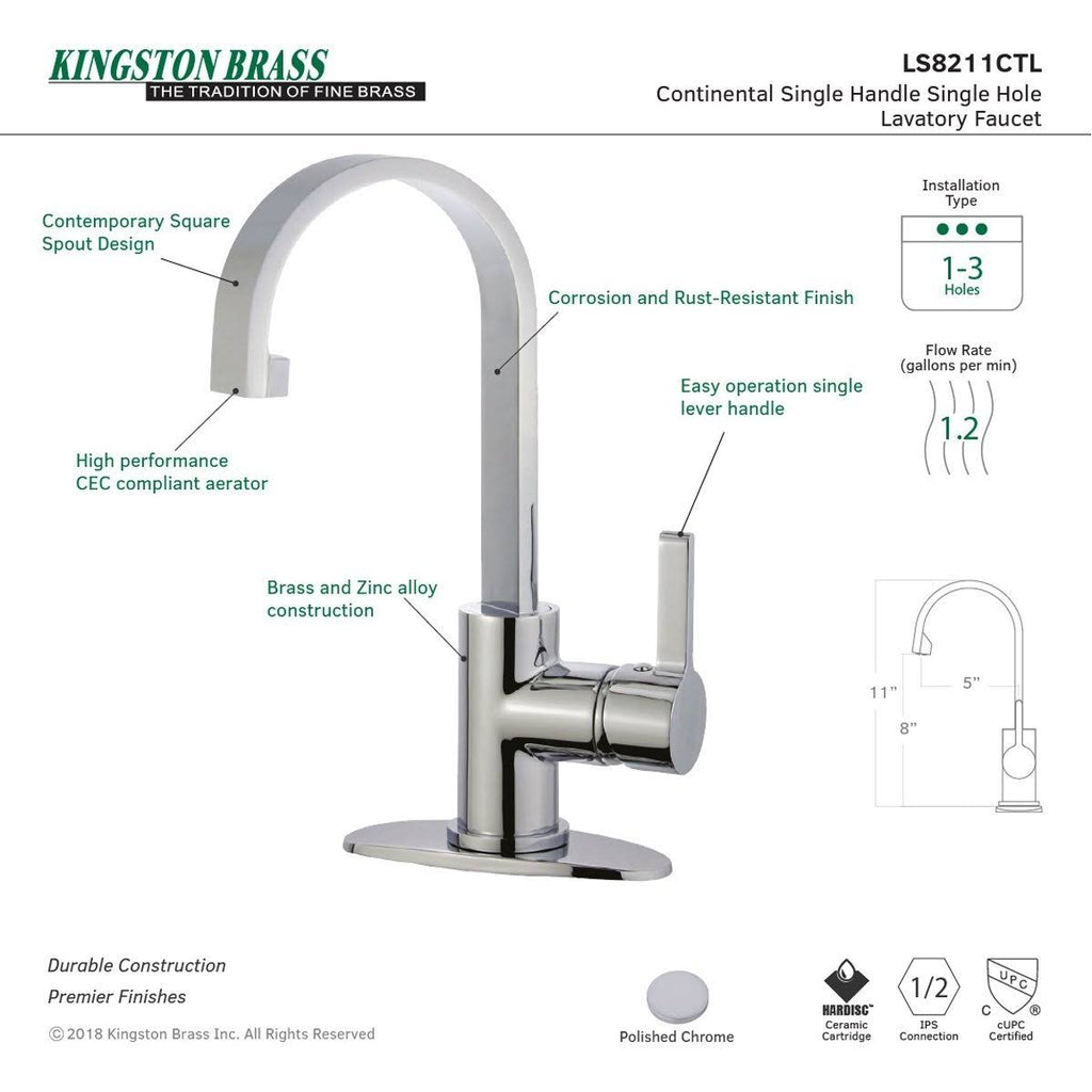 Polished Chrome Single-Handle Bathroom Faucet C45201