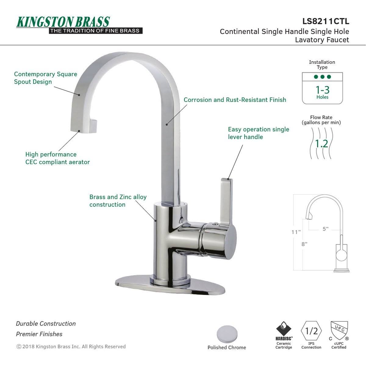 Polished Chrome Single-Handle Bathroom Faucet C45201