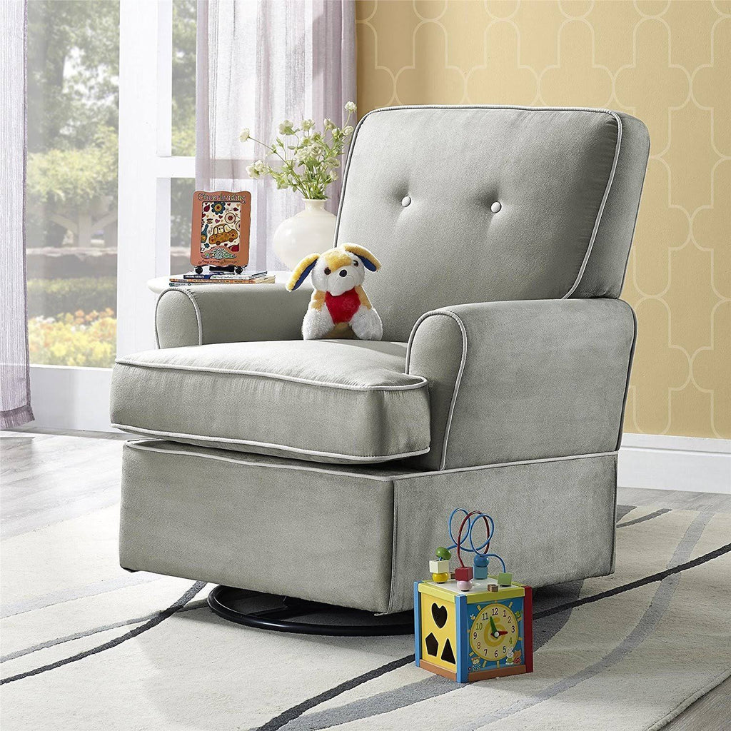 Grey Nursery Swivel Glider Chair B9302