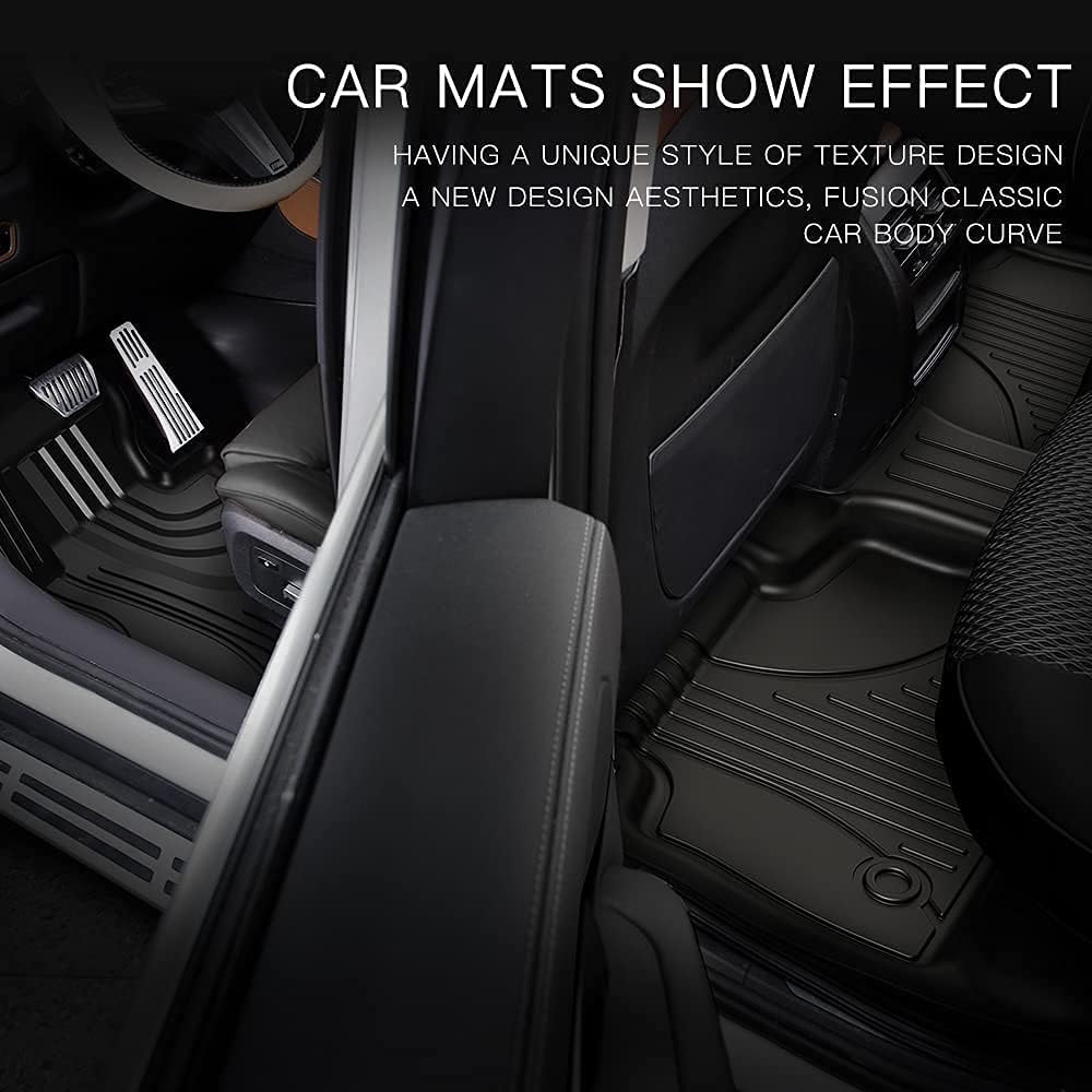 Heavy Duty TPE All Weather Car Floor Mats, 1st & 2nd Row Full Set Rubber Floor Liners G588837