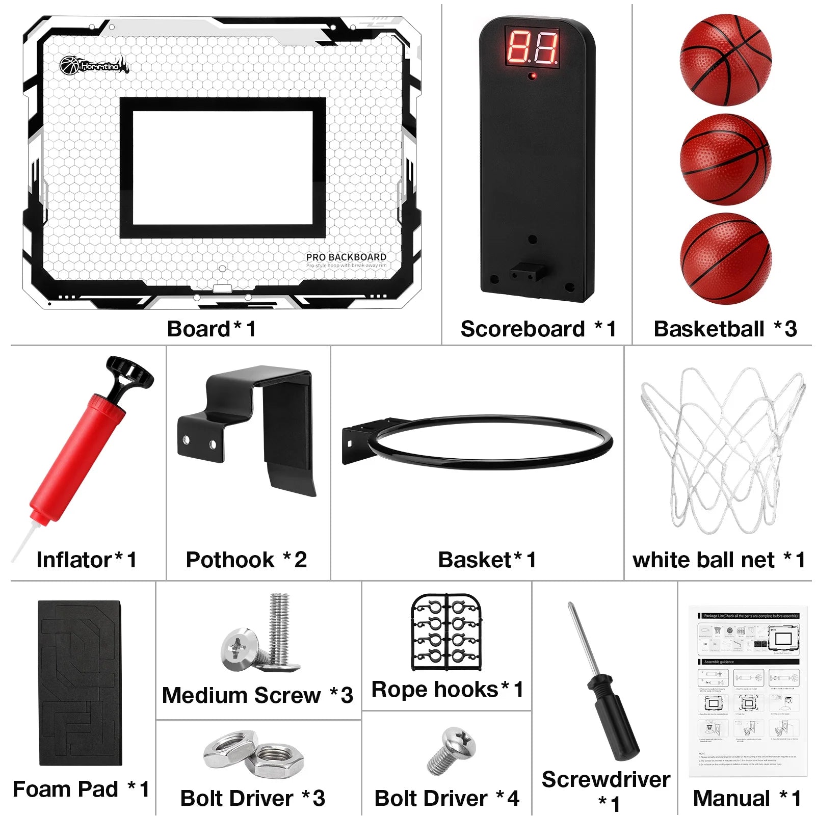 Basketball Hoop Indoor for Kids 15.7" X 11.8" with 3 Balls J922