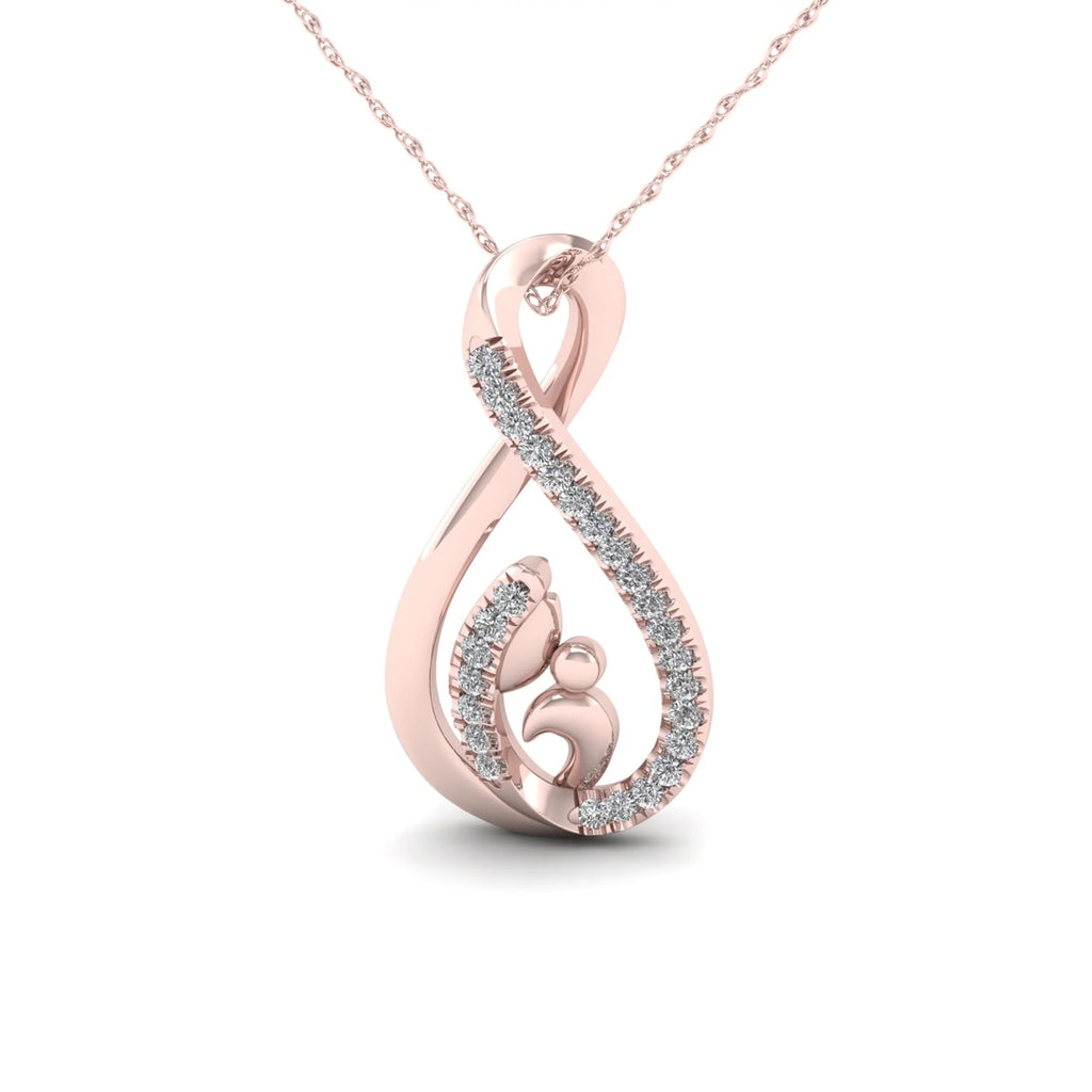 10K Rose Gold Diamond Mother and Child Infinity Pendant Necklace N666668