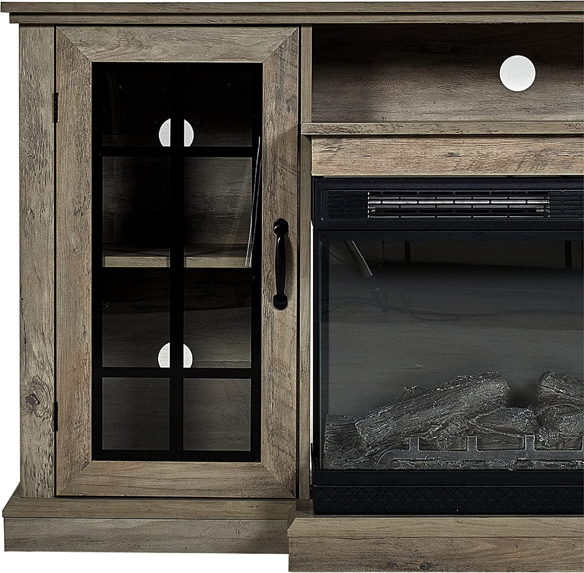 Fireplace TV Stand with Electric Fireplace, Wash Gray F464