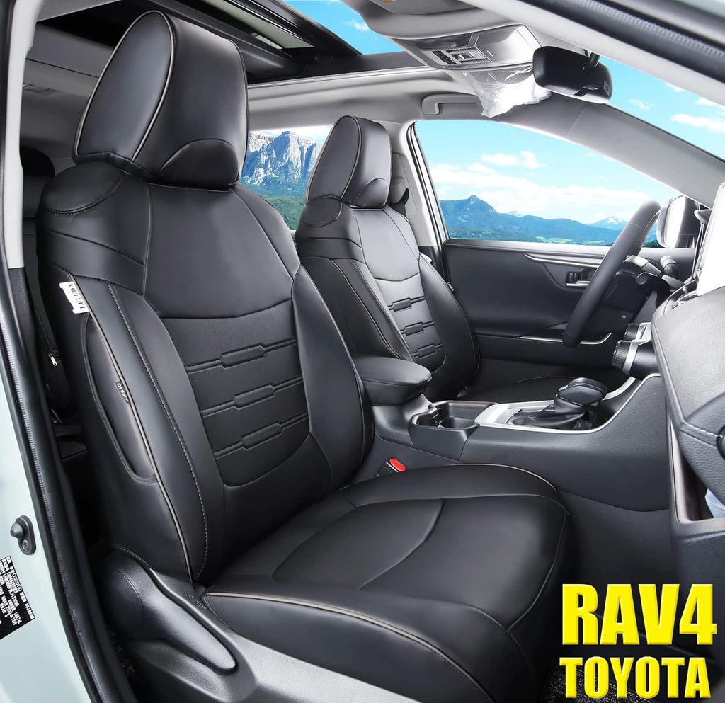 Black Waterproof Faux Leather Car Seat Covers Full Set N689201