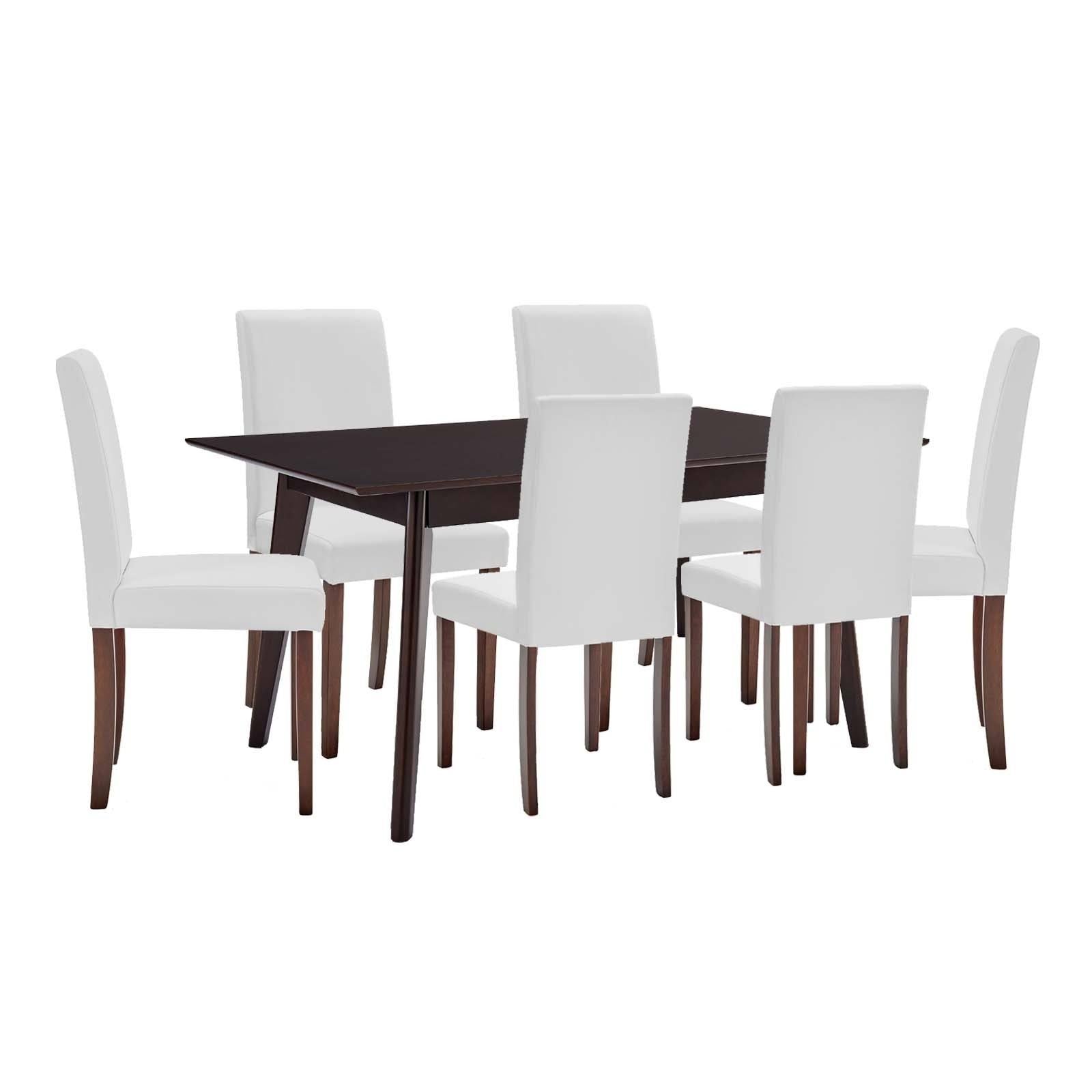 7 Piece Faux Leather Dining Set Cappuccino Black N84317