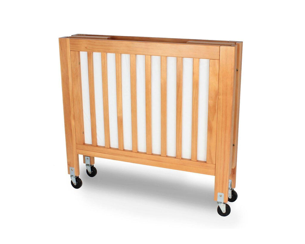 Slatted Foldable Wood and Metal Crib Natural Brown A933987