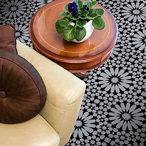 8x8 Handmade Cement Grey Black Tile D342