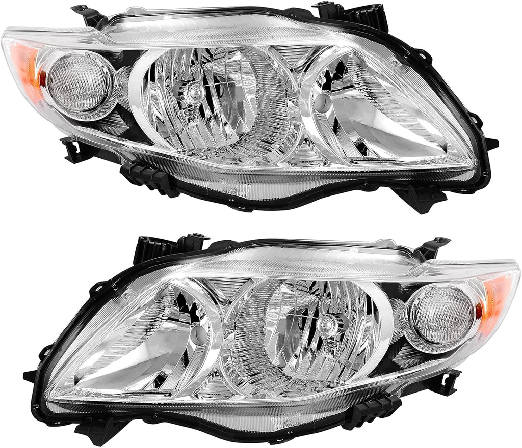 Chrome Housing Amber Reflector Headlight Assembly H909
