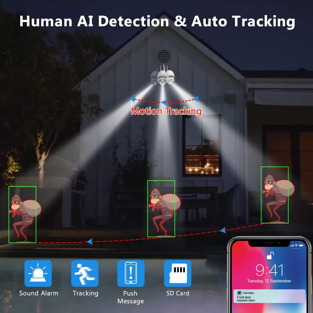 Outdoor WiFi IP Security Camera with Floodlight and Color Night Vision S331465