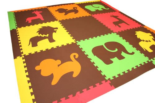 Red, Yellow, Orange, Lime & Brown Interlocking Foam Play Mat Y592348