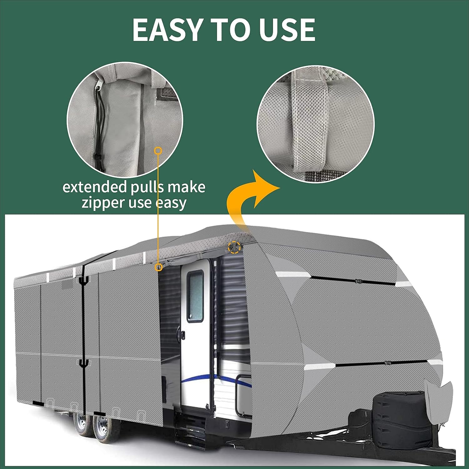 RV Cover 27ft - 30ft Waterproof Tear-Proof Camper Cover with 6 Rain Gutter Spout Protectors O90329