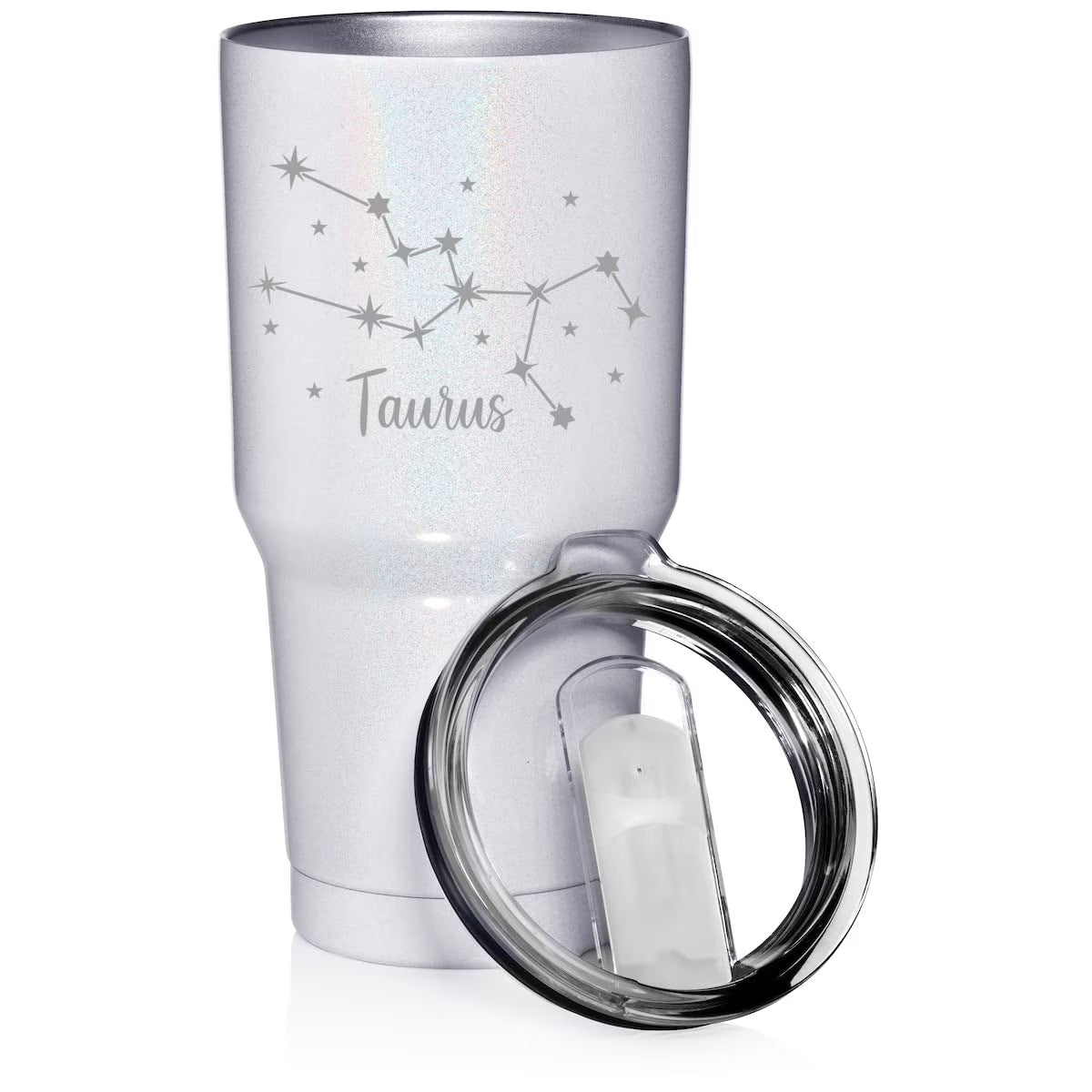 White Glitter 30 oz Stainless Steel Vacuum Insulated Tumbler R161376