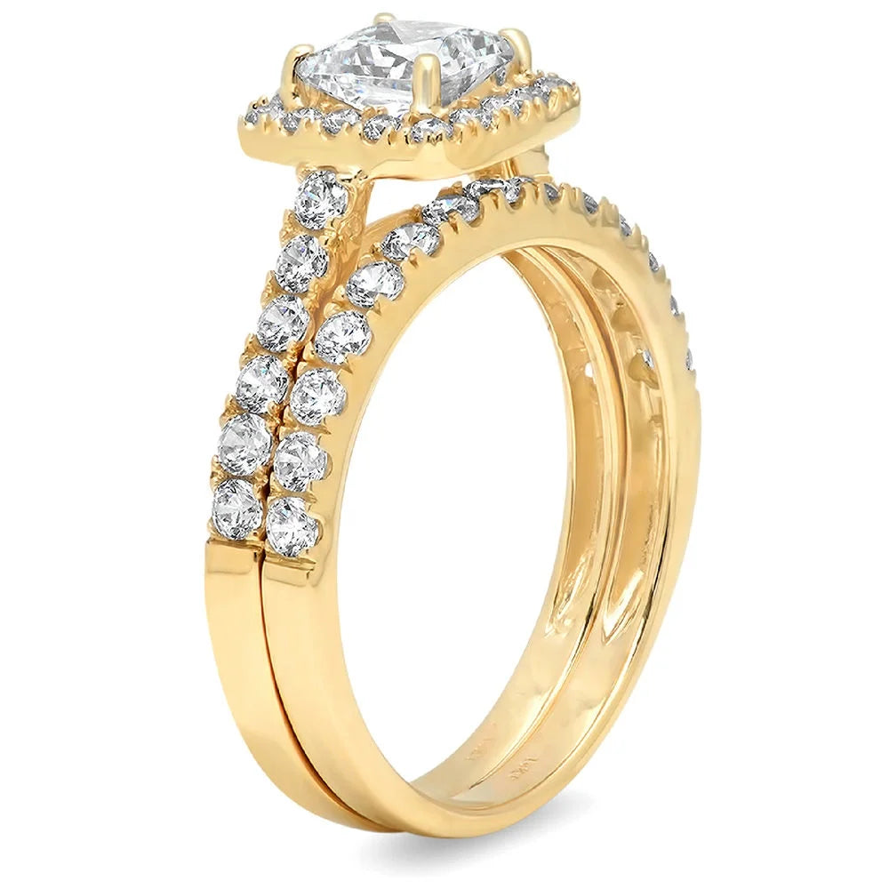 18K Yellow Gold Halo Engagement Ring with Diamond H7084