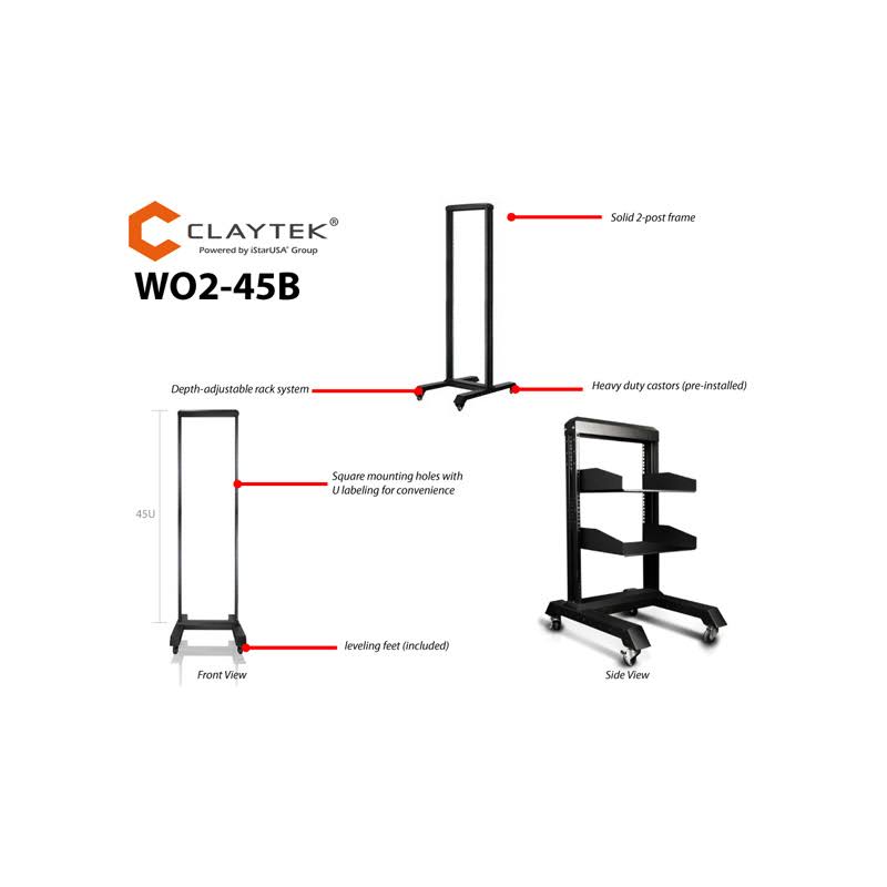 45U 2 Post Open Frame Rack X733