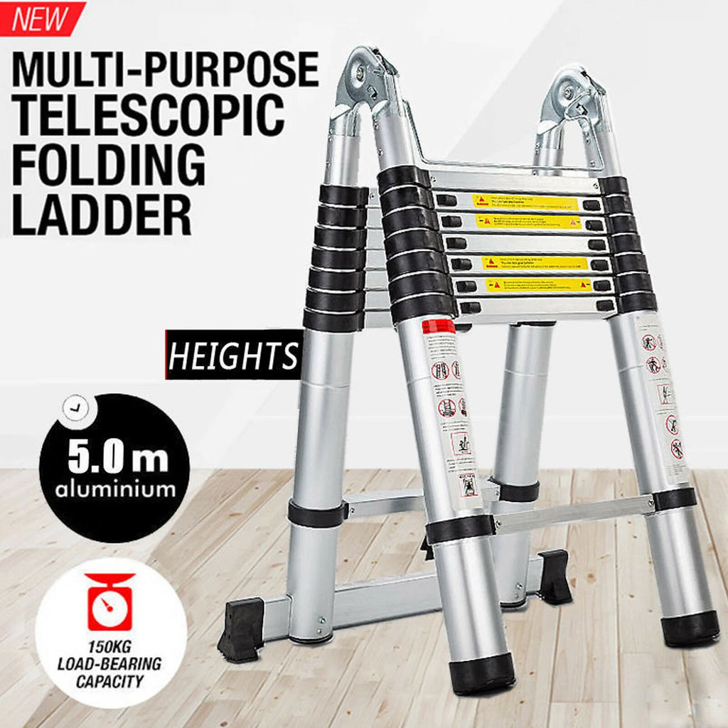 Telescopic Loft Ladder 16.5Ft Extendable Collapsible Step Ladders R8127