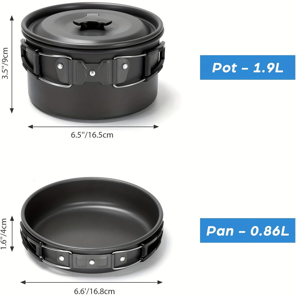 15pc Non-Stick Stainless Steel Camping Cookset H4273