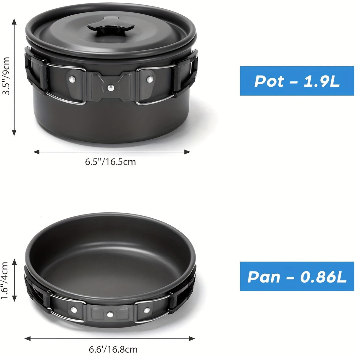 15pc Non-Stick Stainless Steel Camping Cookset H4273