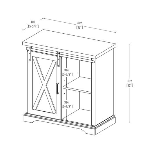 White Oak Sliding Door Buffet Cabinet F3991