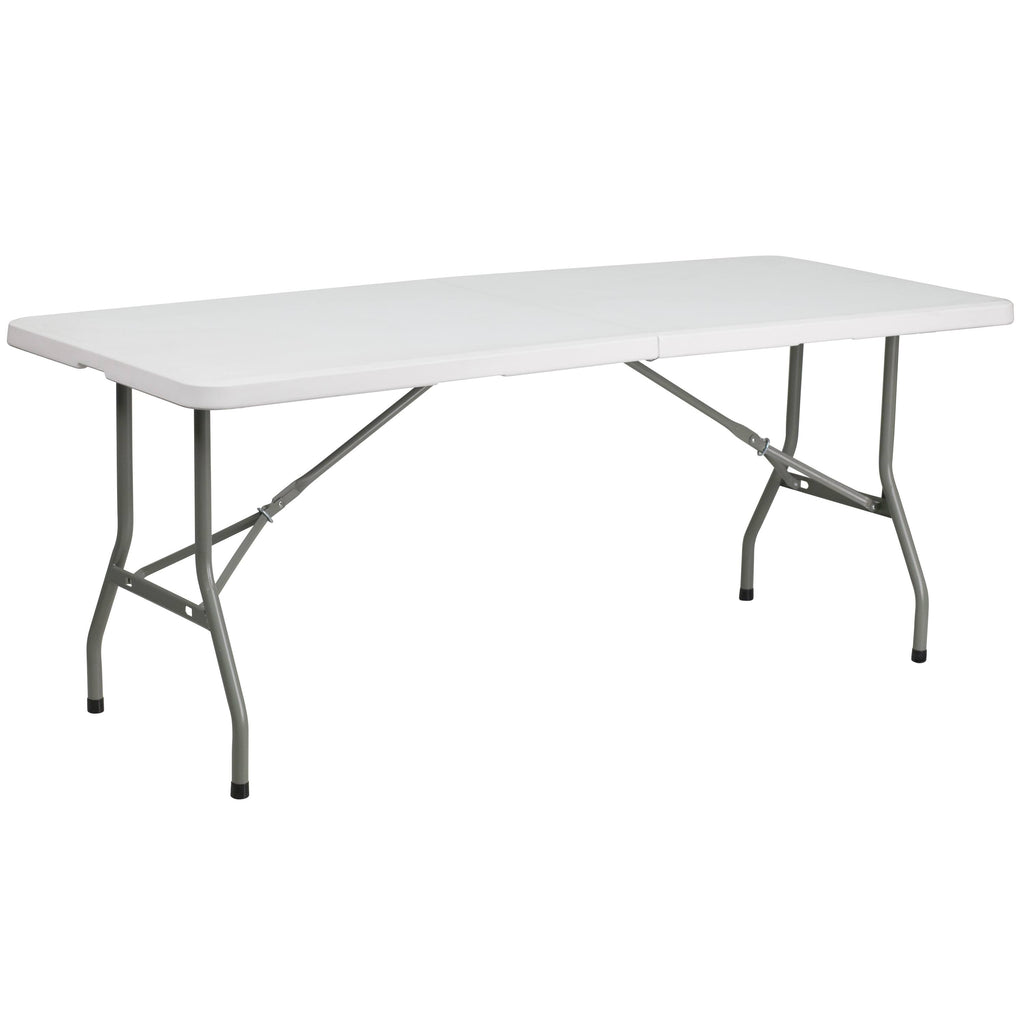 Bi-Fold Granite White Plastic Folding Table K786049