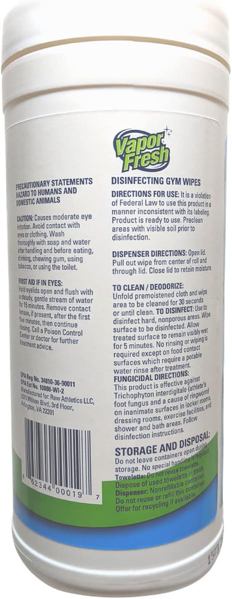 Disinfecting Gym Wipes, Plant Based Disinfectant, 240 Wipes Q930710