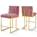 Velvet Counter Stool in Gold and Rose (Set of 2) A4933