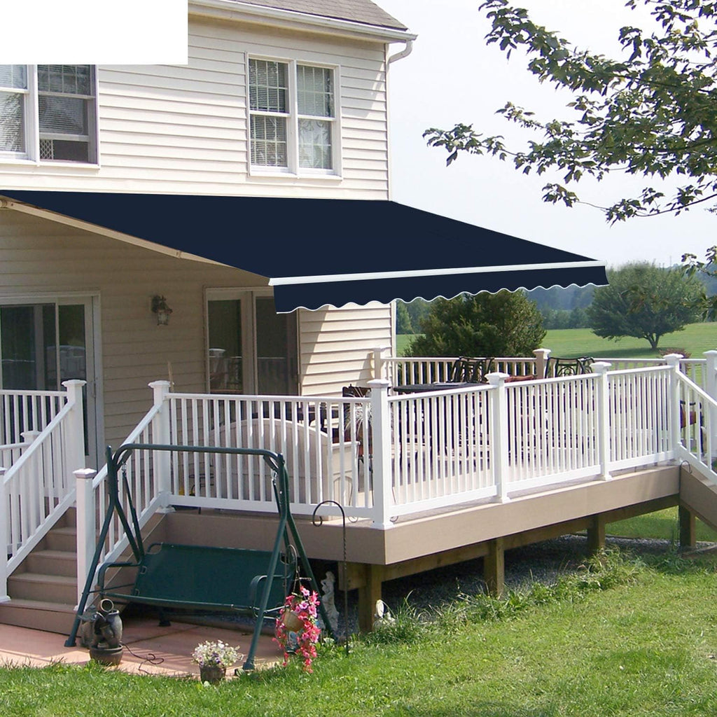 Navy Blue 12'x8' Retractable Patio Awning P9984