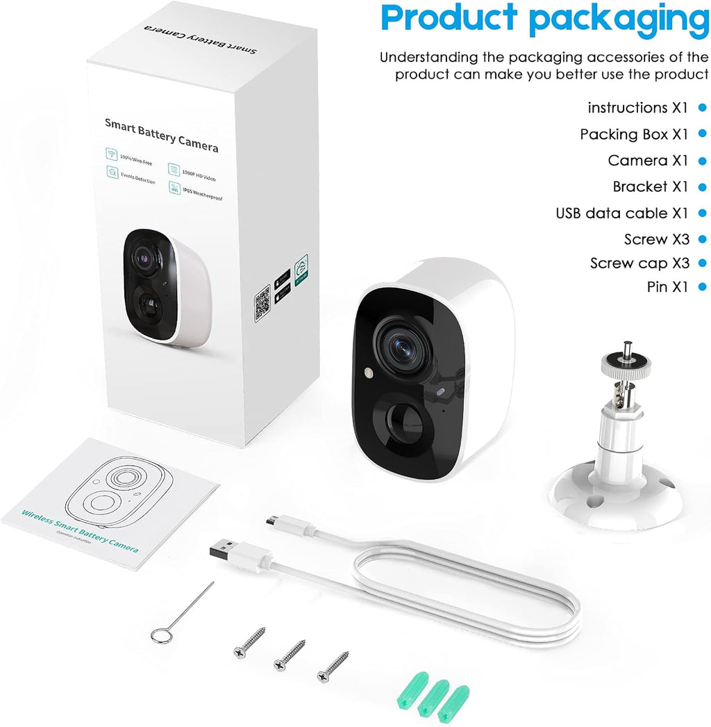 Wireless Outdoor Security Camera with Spotlight, 1080P Battery Powered WiFi Surveillance Cameras, Night Vision, Motion Detection, 2-Way-Talk, IP65 Weatherproof L465