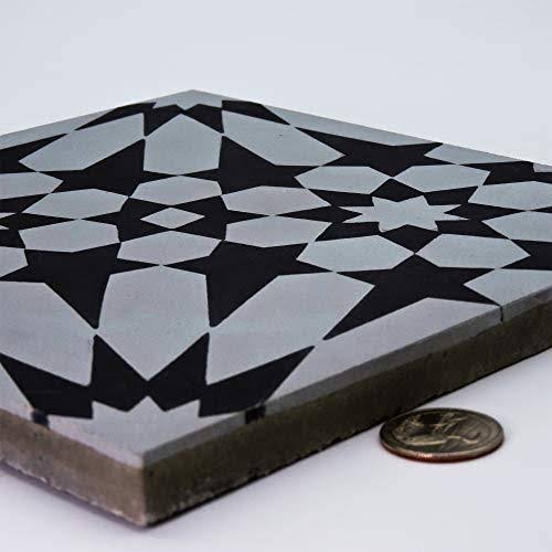 8x8 Handmade Cement Grey Black Tile D342