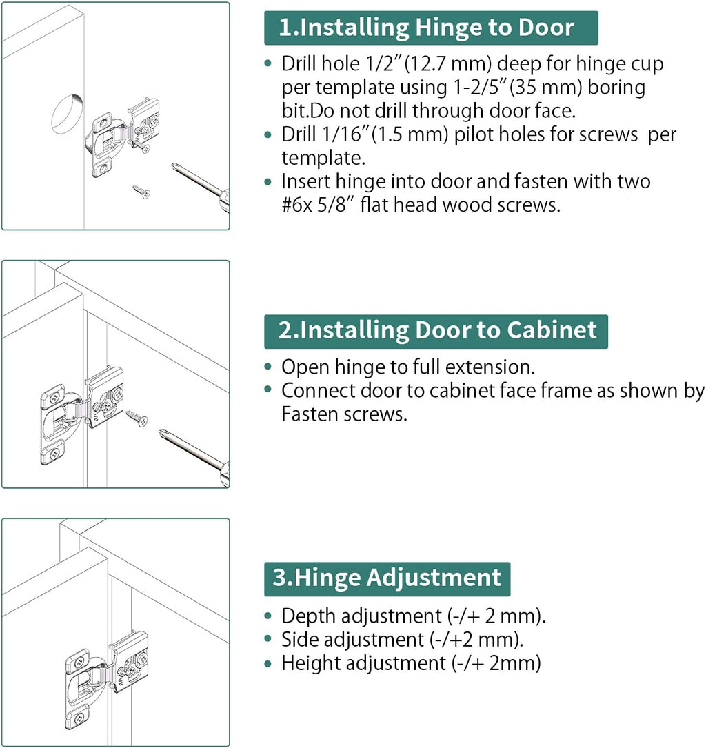 10 Pack Soft Close Cabinet Hinges, 1/2 Inch Overlay, Satin Nickel D653908