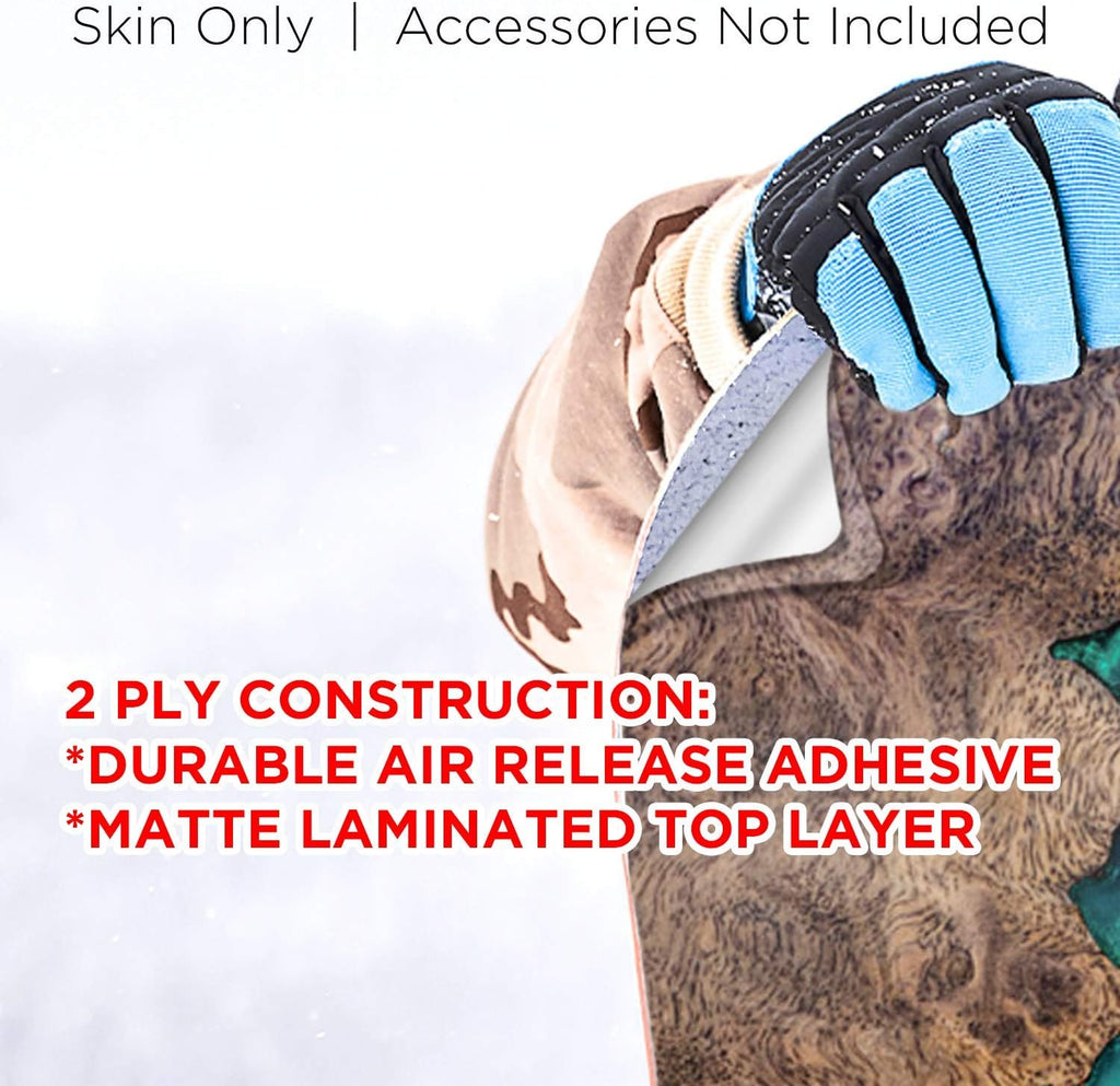 Aqua Resin Wood Snowboard Wrap Sticker Skin Cover D4075