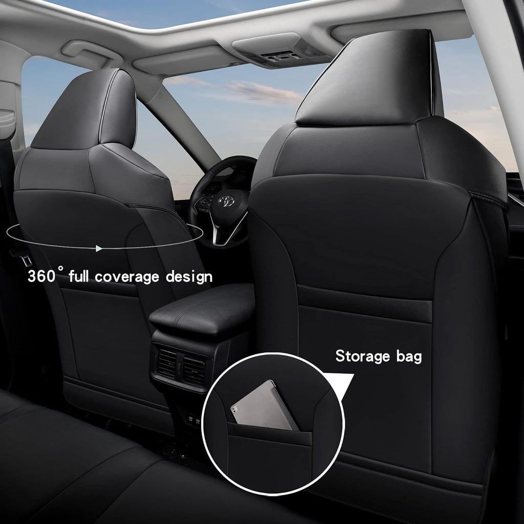 Pu Leather Car Seat Covers Full Set for Toyota RAV4 Hybrid 2019 2020 2021 2022 Grey N268383