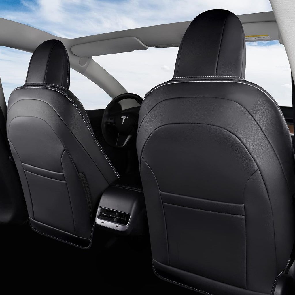 Pu Leather Car Seat Covers Full Set for Tesla Model 3 (Black) J3026