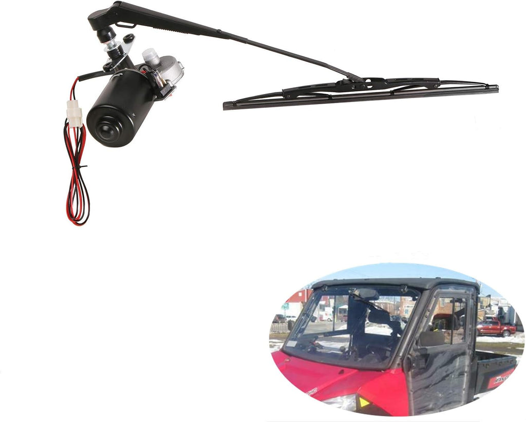 12V Universal Electric Windshield Wiper Motor Kit for UTV ATV Windshields, 17.7" Arm, 17.7" Blade Pack of 2 T393915