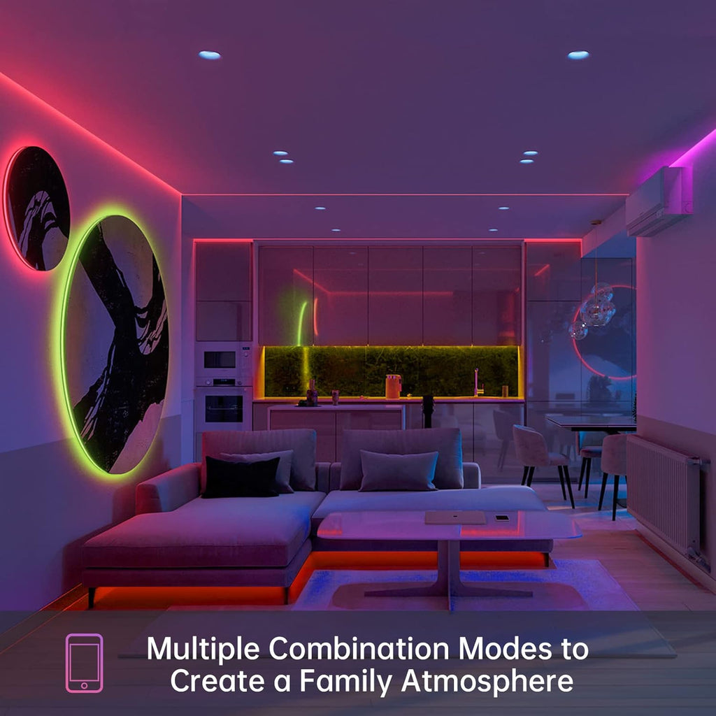 16.4ft RGB LED Strip Lights with Smart App Control, IP67 Waterproof Dimmable Silicone Light Strip B542209