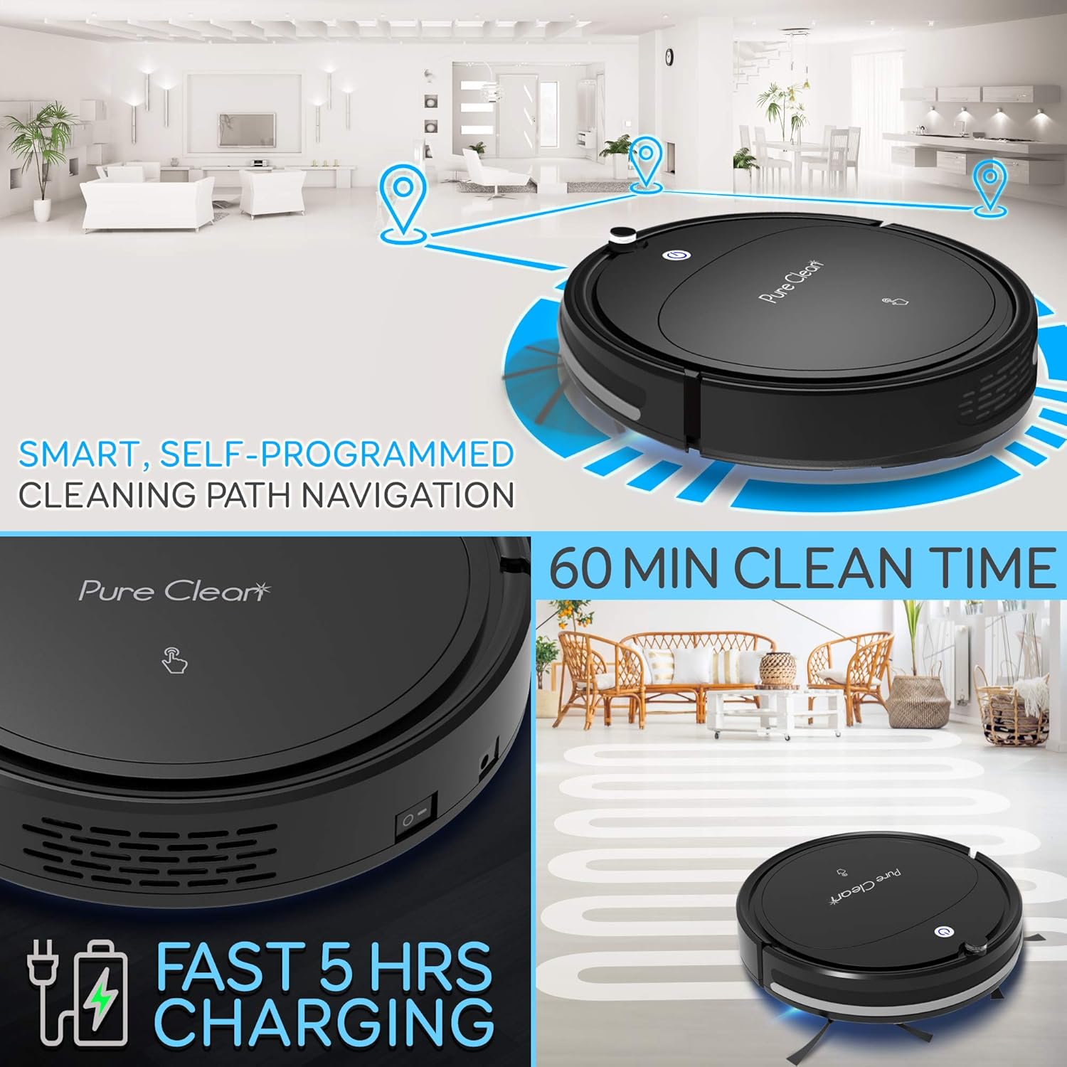 Self Charging Robot Vacuum Cleaner with 1200pa Suction L846977