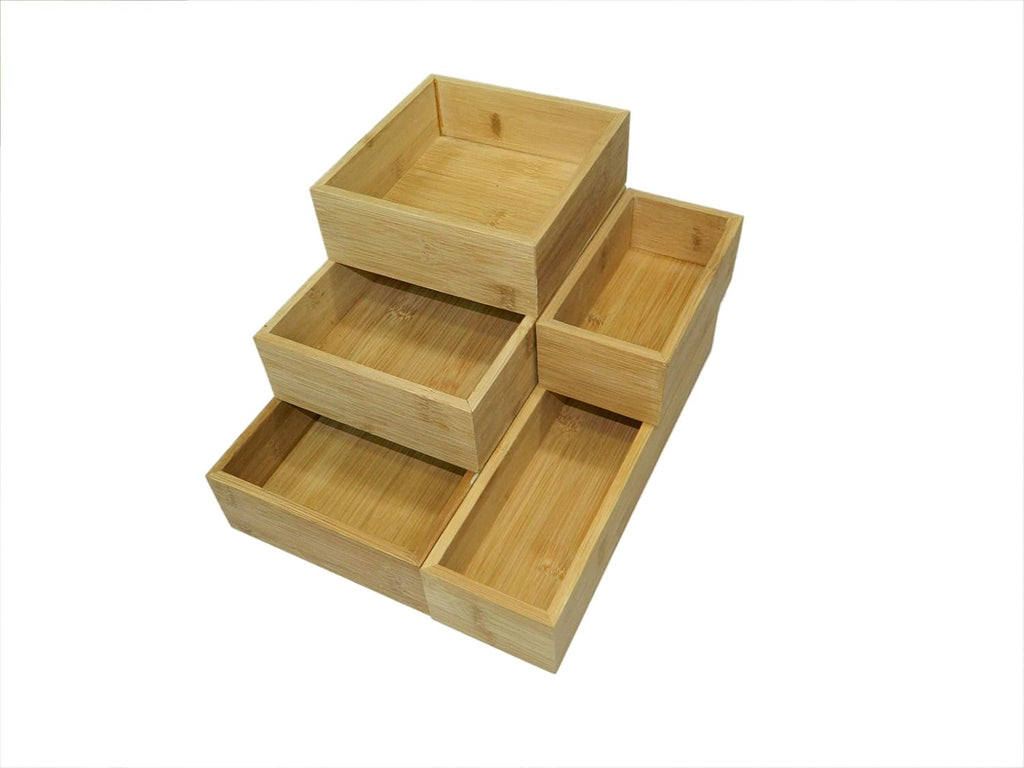 Bamboo Wood Drawer Organizer Tray Box Dividers Set, Pack of 2 M318