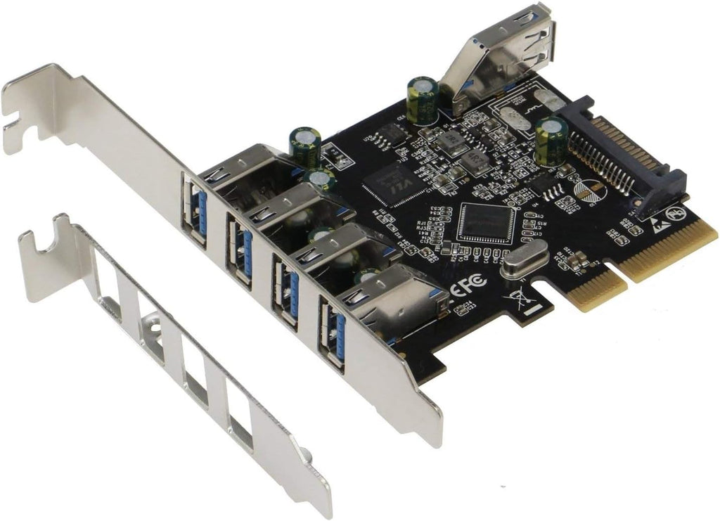 PCIe 5 Port USB 3.1 Gen II Adapter Card with Low and Standard Profile Brackets Q496